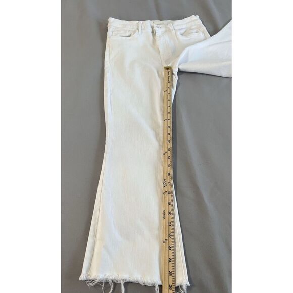 Mother Jeans The Weekender Fray Squeeze It White Stretch Denim Size 32 - Picture 2 of 14